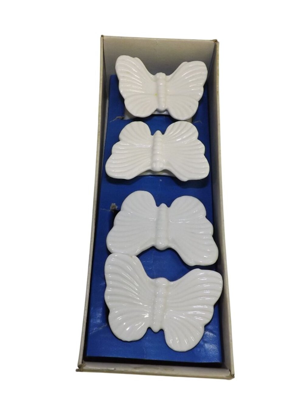 Set of 4 Vintage Butterfly White Porcelain Napkin Rings Tilia Bone China Taiwan